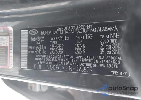 2022 Hyundai Tucson Sel z USA, uszkodzony, nr VIN 5NMJFCAE1NH098509